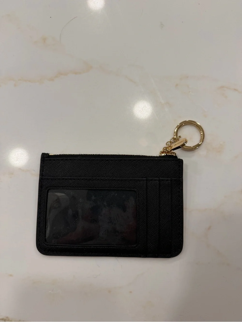 Michael Kors Black Saffiano Card & Key Pouch with Gold Hardware